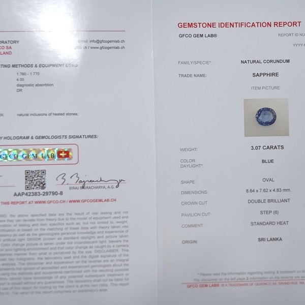 Blue Sapphire - 3.07 Carat