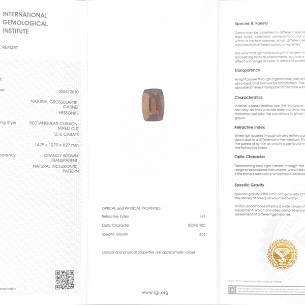 Hessonite (Gomed) - 12.10 Carat (Ceylon)