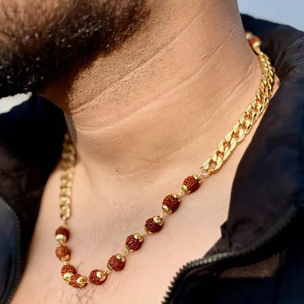 Gold Plated Rudraksha Necklace